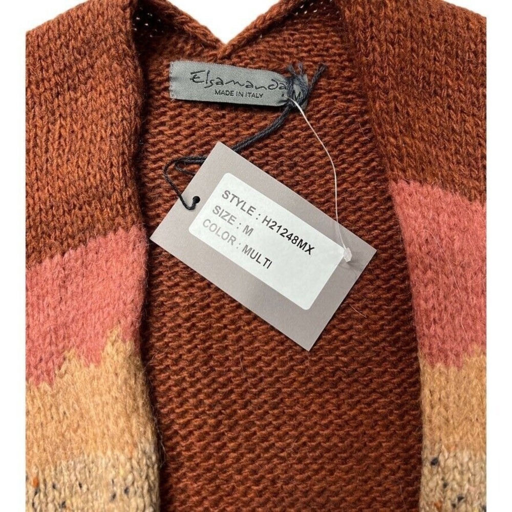 Boho Aztec Cardigan Womens M NWT‎ Made in Italy Earth Tone Cozy Fall Sweater - Picture 2 of 4